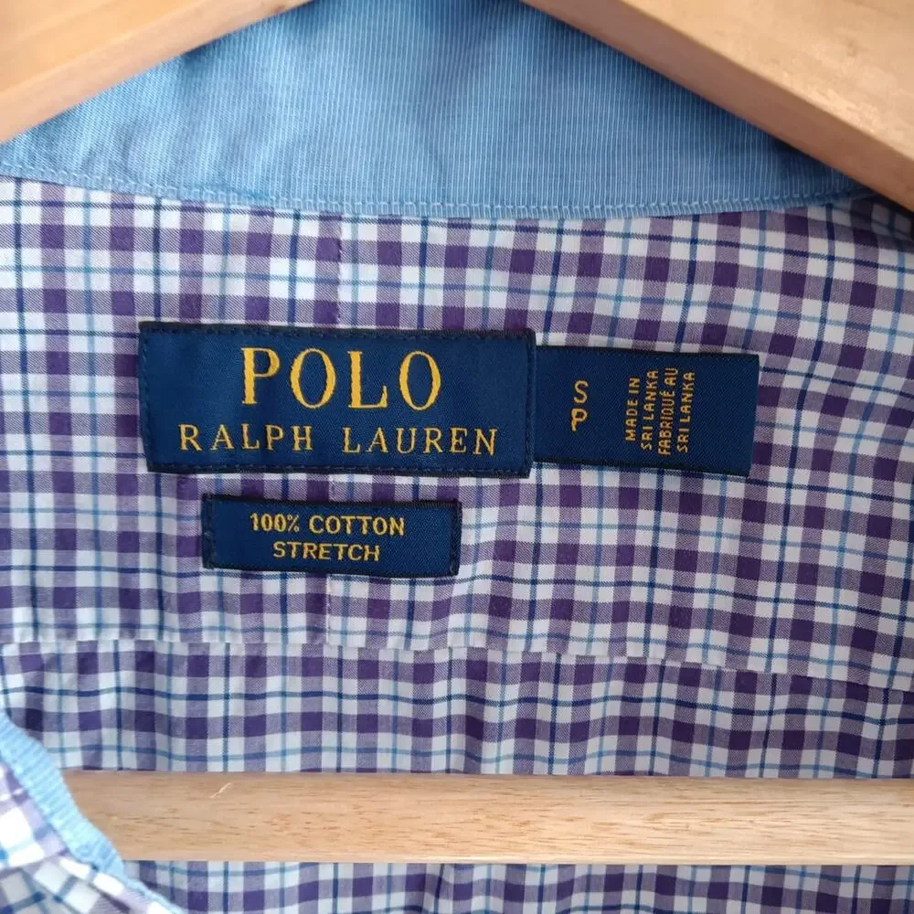Polo Ralph Lauren Men's Classic Purple Checkered Plaid Shirt